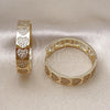 Oro Laminado Huggie Hoop, Gold Filled Style Heart Design, with White Micro Pave, Polished, Golden Finish, 02.204.0014.35