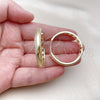 Oro Laminado Huggie Hoop, Gold Filled Style with White Micro Pave, Polished, Golden Finish, 02.204.0020.38