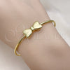 Oro Laminado Individual Bangle, Gold Filled Style Bow Design, Polished, Golden Finish, 07.341.0064 (02 MM Thickness, One size fits all)