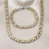 Stainless Steel Necklace and Bracelet, Polished, Two Tone, 06.116.0057.2.22