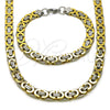 Stainless Steel Necklace and Bracelet, Polished, Two Tone, 06.116.0057.2.22