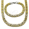 Stainless Steel Necklace and Bracelet, Polished, Two Tone, 06.116.0057.2.22