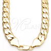 Oro Laminado Basic Necklace, Gold Filled Style Curb Design, Polished, Golden Finish, 03.419.0012.24 (12 MM Thickness, 24 Inches Length)