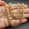 Oro Laminado Basic Necklace, Gold Filled Style Miami Cuban Design, Polished, Golden Finish, 03.419.0019.24 (08 MM Thickness, 24 Inches Length)