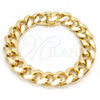 Oro Laminado Basic Bracelet, Gold Filled Style Miami Cuban Design, Polished, Golden Finish, 03.419.0017.09 (14 MM Thickness, 9 Inches Length)