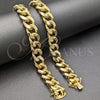 Oro Laminado Basic Bracelet, Gold Filled Style Miami Cuban Design, Polished, Golden Finish, 03.419.0018.09 (10 MM Thickness, 9 Inches Length)