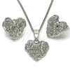 Rhodium Gold Filled Earring and Pendant Adult Set, Heart Design, Polished, Rhodium Finish, 10.163.0025