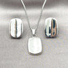 Rhodium Plated Earring and Pendant Adult Set, Chunky Design, Polished, Rhodium Finish, 10.163.0026