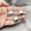 Rhodium Plated Earring and Pendant Adult Set, Chunky Design, Polished, Rhodium Finish, 10.163.0027