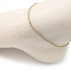 Oro Laminado Basic Anklet, Gold Filled Style Rope Design, Polished, Golden Finish, 5.222.036.10 (02 MM Thickness, 10 Inches Length)