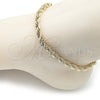 Oro Laminado Basic Anklet, Gold Filled Style Rope Design, Polished, Golden Finish, 04.213.0206.10 (06 MM Thickness, 10 Inches Length)