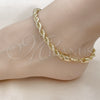 Oro Laminado Basic Anklet, Gold Filled Style Rope Design, Polished, Golden Finish, 04.213.0206.10 (06 MM Thickness, 10 Inches Length)