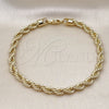 Oro Laminado Basic Anklet, Gold Filled Style Rope Design, Polished, Golden Finish, 04.213.0206.10 (06 MM Thickness, 10 Inches Length)