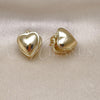 Oro Laminado Small Hoop, Gold Filled Style Heart Design, Polished, Golden Finish, 02.213.0722.12