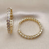 Oro Laminado Huggie Hoop, Gold Filled Style Heart Design, with White Cubic Zirconia, Polished, Golden Finish, 02.204.0030.35