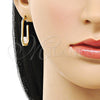 Oro Laminado Small Hoop, Gold Filled Style Ball Design, with Ivory Mother of Pearl, Polished, Golden Finish, 02.213.0725.15