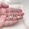Oro Laminado Small Hoop, Gold Filled Style Ball Design, with Ivory Mother of Pearl, Polished, Golden Finish, 02.213.0725.15