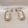 Oro Laminado Small Hoop, Gold Filled Style Ball Design, with Ivory Mother of Pearl, Polished, Golden Finish, 02.213.0725.15