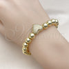 Oro Laminado Fancy Bracelet, Gold Filled Style Heart and Ball Design, Matte Finish, Golden Finish, 03.341.0230.07 (08 MM Thickness, 8 Inches Length)