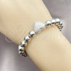 Rhodium Plated Fancy Bracelet, Heart and Ball Design, Matte Finish, Rhodium Finish, 03.341.0230.1.07