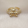 Oro Laminado Multi Stone Ring, Gold Filled Style Teddy Bear Design, with White Cubic Zirconia, Polished, Golden Finish, 01.341.0162