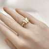 Oro Laminado Multi Stone Ring, Gold Filled Style Butterfly Design, with White Cubic Zirconia, Polished, Golden Finish, 01.341.0144.1 (One size fits all)