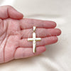 Oro Laminado Religious Pendant, Gold Filled Style Cross Design, Polished, Golden Finish, 05.213.0151