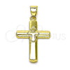 Oro Laminado Religious Pendant, Gold Filled Style Cross Design, Polished, Golden Finish, 05.213.0151