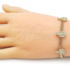 Oro Laminado Fancy Bracelet, Gold Filled Style Guadalupe and Bismark Design, with White Micro Pave, Polished, Golden Finish, 03.411.0045.07 (05 MM Thickness, 7 Inches Length)