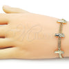 Oro Laminado Fancy Bracelet, Gold Filled Style San Judas and Bismark Design, with White Micro Pave, Polished, Golden Finish, 03.411.0048.07 (05 MM Thickness, 7 Inches Length)