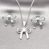 Rhodium Gold Filled Earring and Pendant Adult Set, Bow Design, Polished, Rhodium Finish, 10.163.0037.1