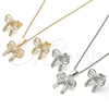 Rhodium Gold Filled Earring and Pendant Adult Set, Bow Design, Polished, Rhodium Finish, 10.163.0037.1