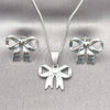 Rhodium Gold Filled Earring and Pendant Adult Set, Bow Design, Polished, Rhodium Finish, 10.163.0038.1
