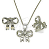 Rhodium Gold Filled Earring and Pendant Adult Set, Bow Design, Polished, Rhodium Finish, 10.163.0038.1
