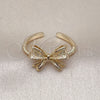 Oro Laminado Elegant Ring, Gold Filled Style Bow Design, Matte Finish, Golden Finish, 01.60.0024 (One size fits all)