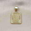 Oro Laminado Fancy Pendant, Gold Filled Style Initials Design, Polished, Golden Finish, 05.411.0040