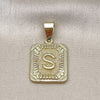 Oro Laminado Fancy Pendant, Gold Filled Style Initials Design, Polished, Golden Finish, 05.411.0042