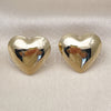 Oro Laminado Stud Earring, Gold Filled Style Heart and Hollow Design, Polished, Golden Finish, 02.411.0037