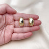 Oro Laminado Stud Earring, Gold Filled Style Chunky Design, Polished, Golden Finish, 02.411.0047