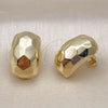 Oro Laminado Stud Earring, Gold Filled Style Disco Design, Polished, Golden Finish, 02.411.0047