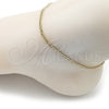 Oro Laminado Basic Anklet, Gold Filled Style Diamond Cutting Finish, Golden Finish, 03.213.0297.09 (03 MM Thickness, 9 Inches Length)