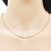 Oro Laminado Basic Necklace, Gold Filled Style Rat Tail Design, Diamond Cutting Finish, Golden Finish, 04.341.0132.20 (01 MM Thickness, 20 Inches Length)