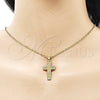 Oro Laminado Fancy Pendant, Gold Filled Style Cross Design, with Golden Cubic Zirconia and White Micro Pave, Polished, Golden Finish, 05.341.0103