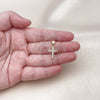 Oro Laminado Religious Pendant, Gold Filled Style Cross Design, with White Cubic Zirconia, Polished, Golden Finish, 05.341.0104