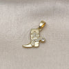 Oro Laminado Fancy Pendant, Gold Filled Style Shoes and Star Design, with White Cubic Zirconia, Polished, Golden Finish, 05.341.0106