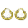 Oro Laminado Medium Hoop, Gold Filled Style Hollow Design, Diamond Cutting Finish, Golden Finish, 02.213.0225.25