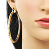Oro Laminado Extra Large Hoop, Gold Filled Style Hollow Design, Diamond Cutting Finish, Golden Finish, 02.170.0312.70