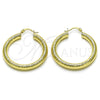 Oro Laminado Medium Hoop, Gold Filled Style Hollow Design, Diamond Cutting Finish, Golden Finish, 02.213.0756.40