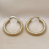 Oro Laminado Medium Hoop, Gold Filled Style Hollow Design, Diamond Cutting Finish, Golden Finish, 02.213.0757.30