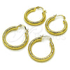 Oro Laminado Medium Hoop, Gold Filled Style Hollow Design, Diamond Cutting Finish, Golden Finish, 02.213.0757.30